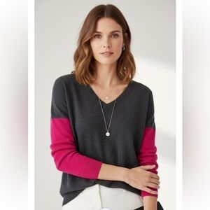 Theory large grey and pink L cashmere sweater